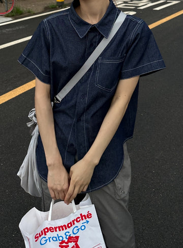 STITCH POCKET DENIM SH